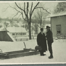 d John D. Bridgman and D.A. Hoyt in front of Etna's high-sided bridge and the schoolhouse John D. Bridgman and D.A. Hoyt in front of Etna's high-sided bridge and the schoolhouse